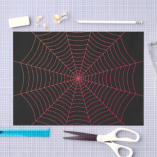 Black and red spider web Halloween pattern Tissue Paper