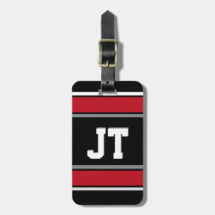 Black and Red Sports Stripes Personalized Luggage Tag