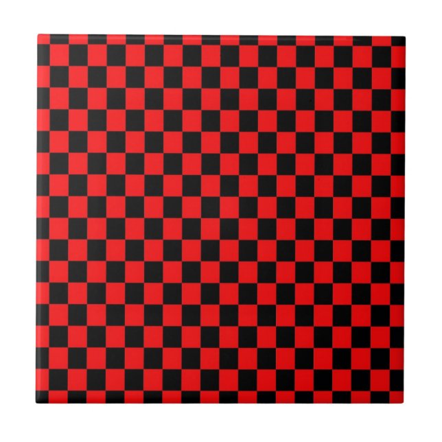 Black and Red Square design Tile (Front)