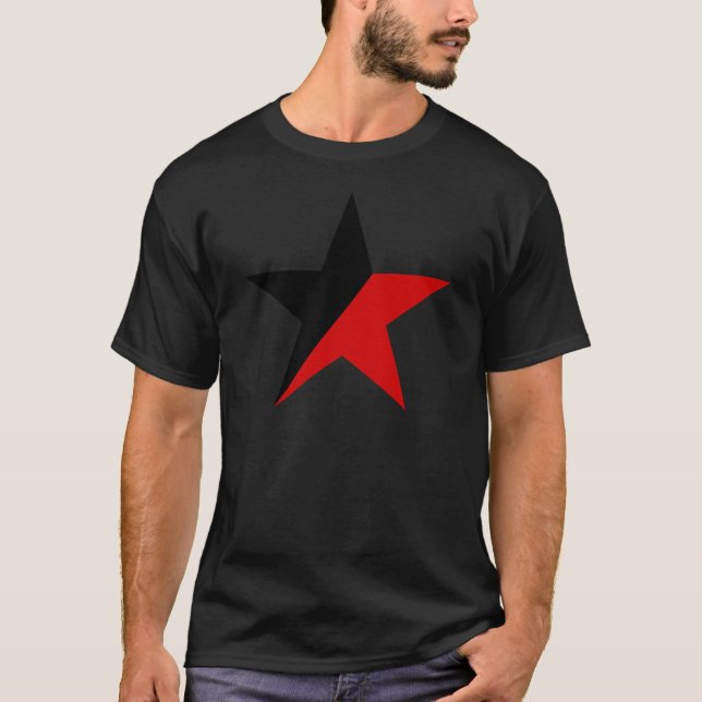 Black and Red Star Anarcho-Syndicalism Anarchism T-Shirt (Front)