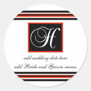 Black And Red Stripe Monogram H Reminder Stickers