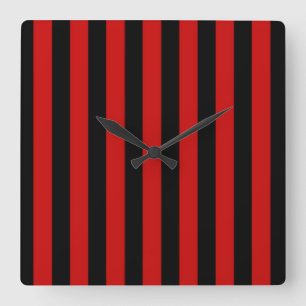 Black and Red Stripe Square Wall Clock