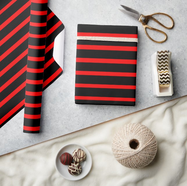 Black and Red Striped Gift Wrap  (Crafts)