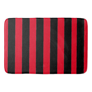 Black and Red Stripes Bath Mat