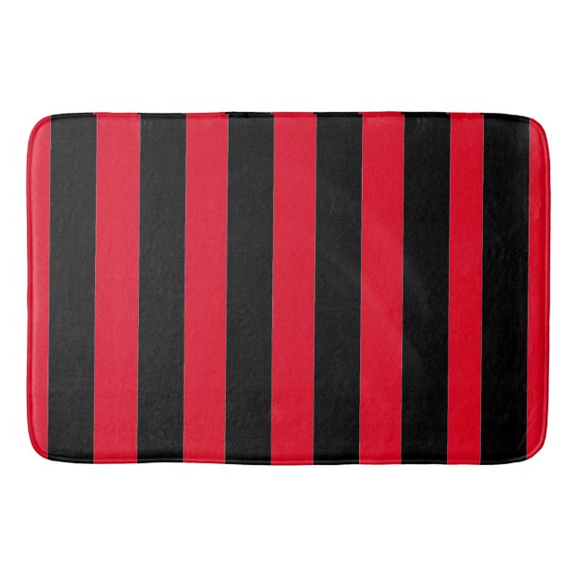 Black and Red Stripes Bath Mat (Front)