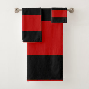 Black and Red Stripes Bath Towel Set