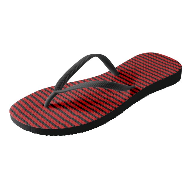 Black and Red Stripes Flip Flops (Angled)