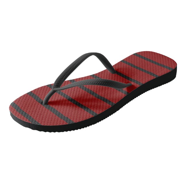 Black and Red Stripes Flip Flops (Angled)