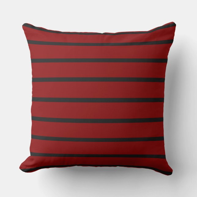 Black and Red Stripes Throw Pillow (Front)