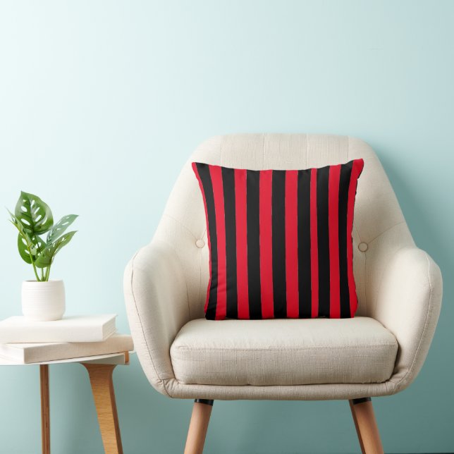 Black and Red Stripes Throw Pillow (Chair)