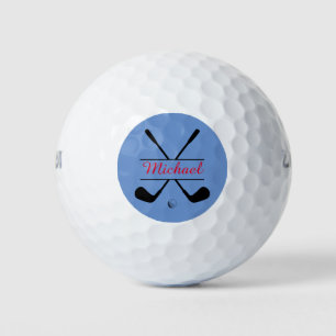 Black and Red Stylish Logo and Name Golf Player Balls