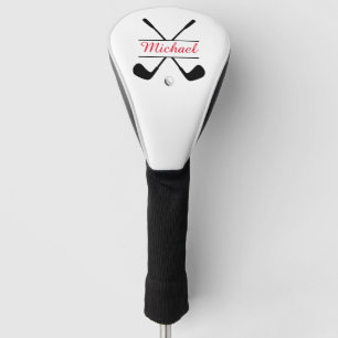 Black and Red Stylish Logo and Name Golf Player Golf Head Cover