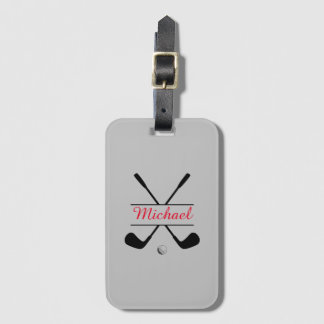 Black and Red Stylish Logo and Name Golf Player Luggage Tag