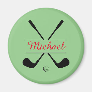 Black and Red Stylish Logo and Name Golf Player Magnet