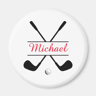 Black and Red Stylish Logo and Name Golf Player Magnet