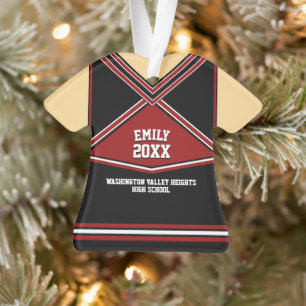 Black and Red Team Colours Cheerleader Ornament