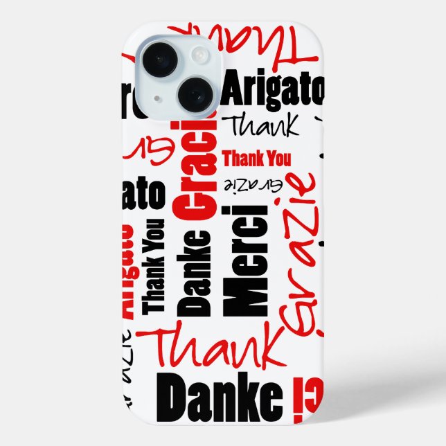 Black and Red Thank You Word Cloud Case-Mate iPhone Case (Back)