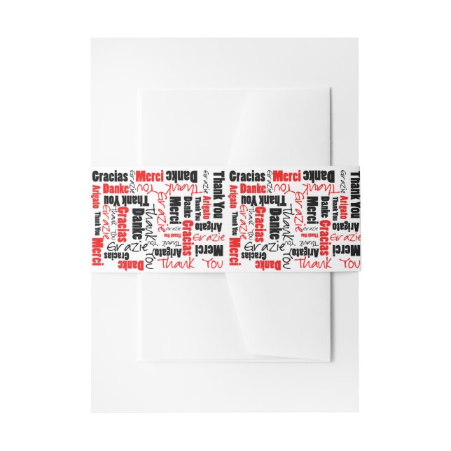 Black and Red Thank You Word Cloud Invitation Belly Band (Front Example)