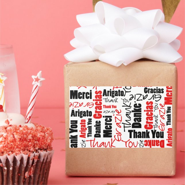 Black and Red Thank You Word Cloud Sticker (Party)