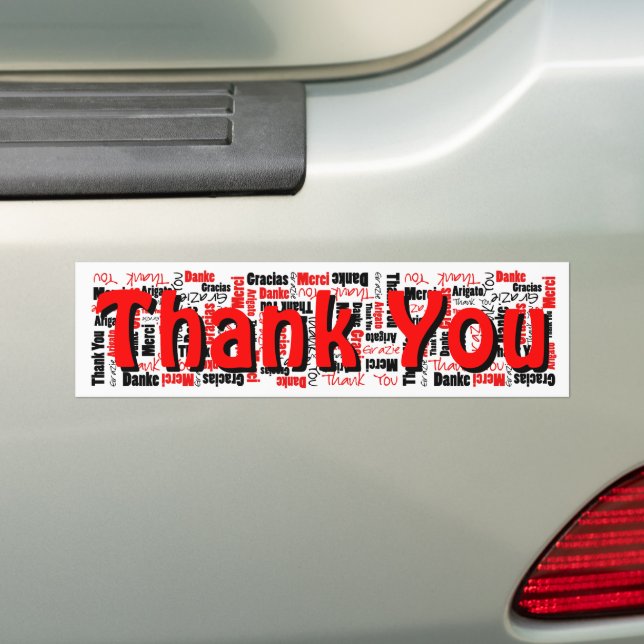 Black and Red Thank You Word Cloud Template Bumper Sticker (On Car)