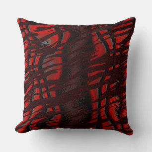 Black and Red Tiger Abstract Throw Pillow