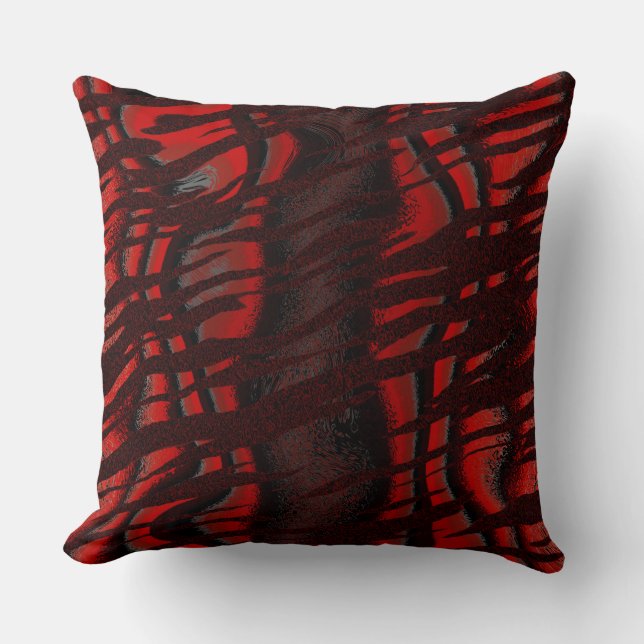 Black and Red Tiger Abstract Throw Pillow (Front)
