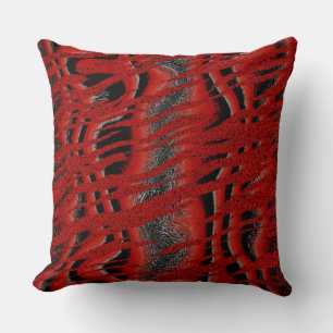 Black and Red Tiger Abstract Throw Pillow