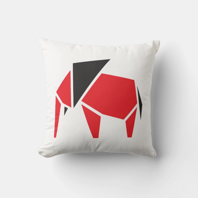 Black and red trendy elephant symbol design throw pillow (Front)