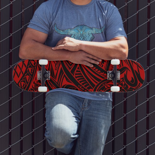 Black And Red Tribal Abstract  Skateboard (Outdoor 3)