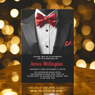 Black and Red Tuxedo Birthday Event Invitation