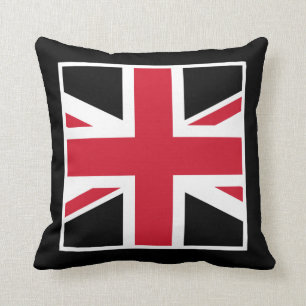 Black and Red Union Jack Throw Pillow