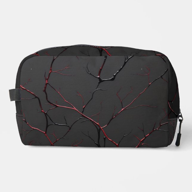 Black and Red Veins Dopp Kit (Front)