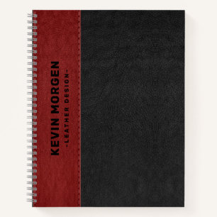 Black and red Vintage Leather Aged Look Notebook