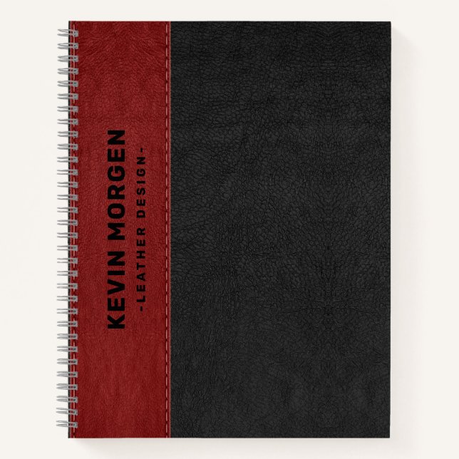 Black and red Vintage Leather Aged Look Notebook (Front)