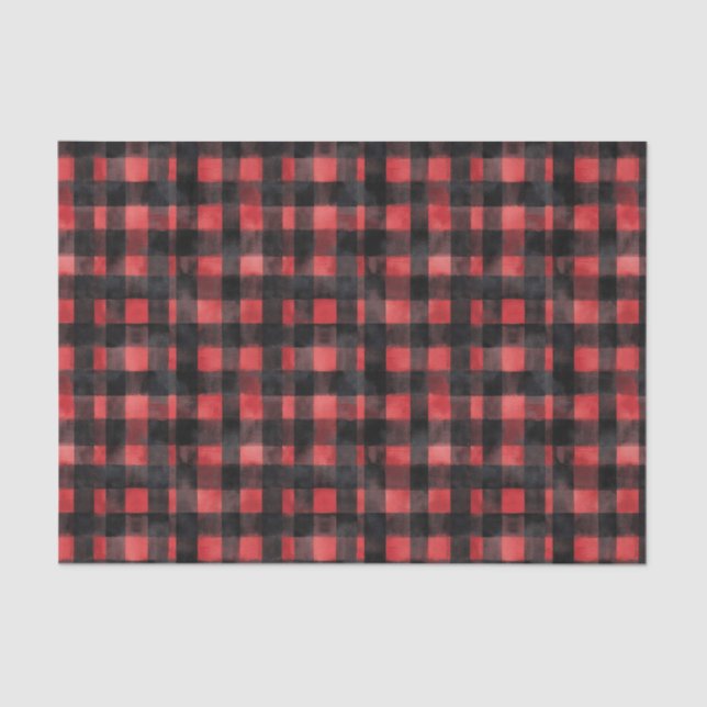 Black and Red Watercolor Plaid Design Tissue Paper (Front)