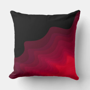 Black and red waves abstract painting Throw Pillow
