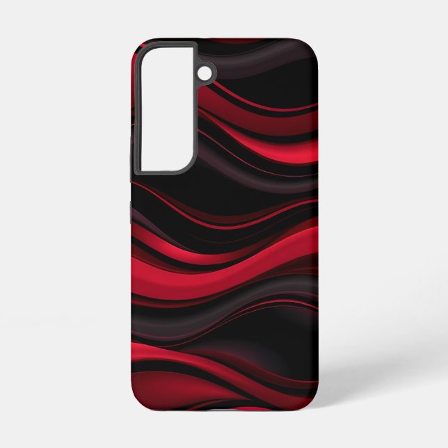  Black and Red Waves Pattern Bold Abstract Design Samsung Galaxy S22 Case (Back)