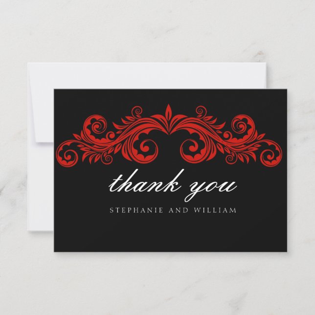 Black and Red Wedding Thank You Card (Front)