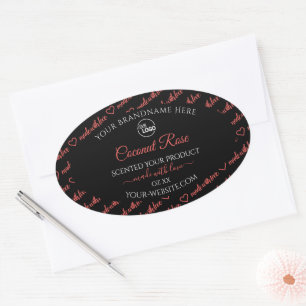 Black and Red Word Cloud Product Labels with Logo