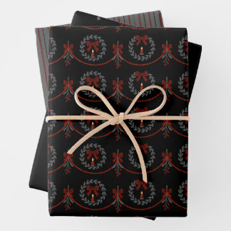 Black and Red Wreath Victorian Gothic Gift Wrap