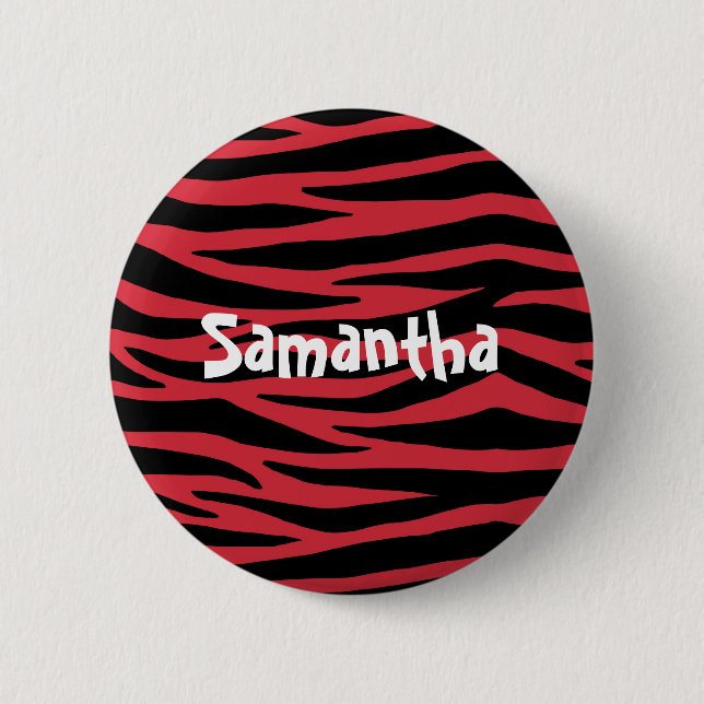 Black and Red Zebra 2 Inch Round Button (Front)
