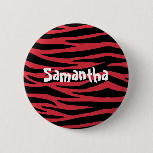 Black and Red Zebra 2 Inch Round Button