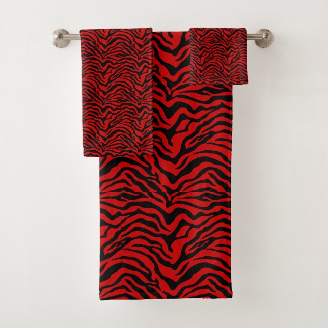 Black and red Zebra print Bath Towel Set (Insitu)