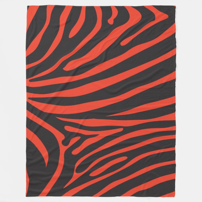Black and Red Zebra Print Fleece Blanket (Front)