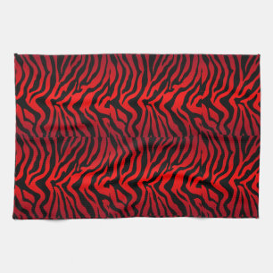 Black and red Zebra striped print Kitchen Towel