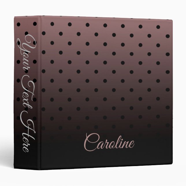 Black and Rose Dots Pattern Binder (Front/Spine)