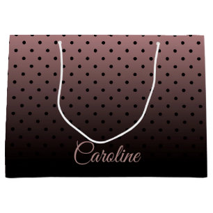 Black and Rose Dots Pattern Large Gift Bag
