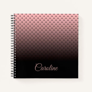 Black and Rose Dots Pattern Notebook