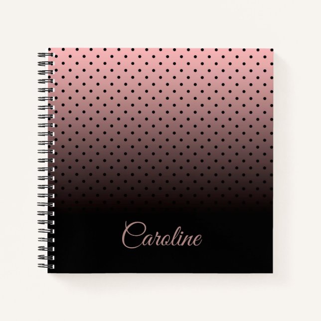 Black and Rose Dots Pattern Notebook (Front)