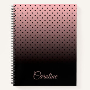 Black and Rose Dots Pattern Notebook